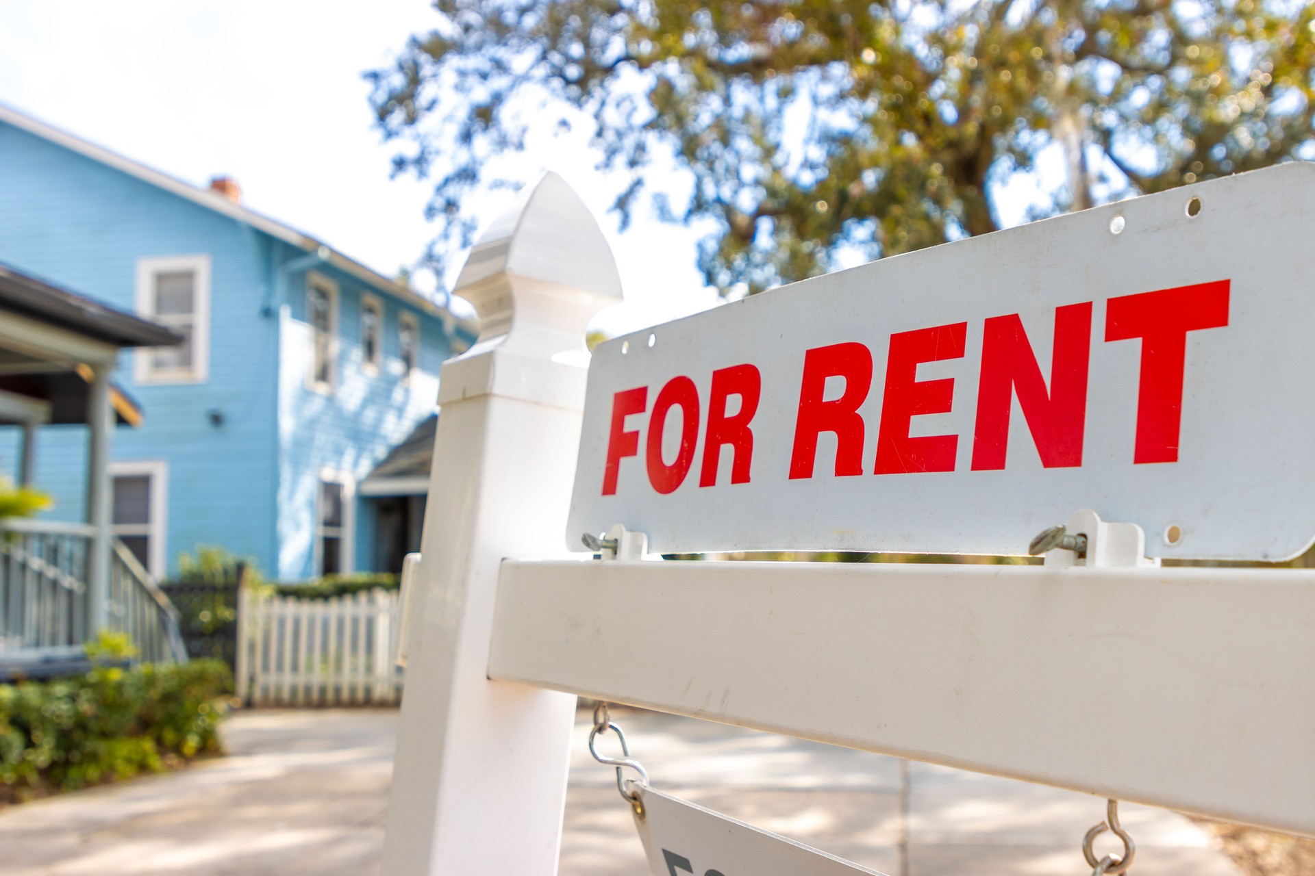 For rent sign in front of house