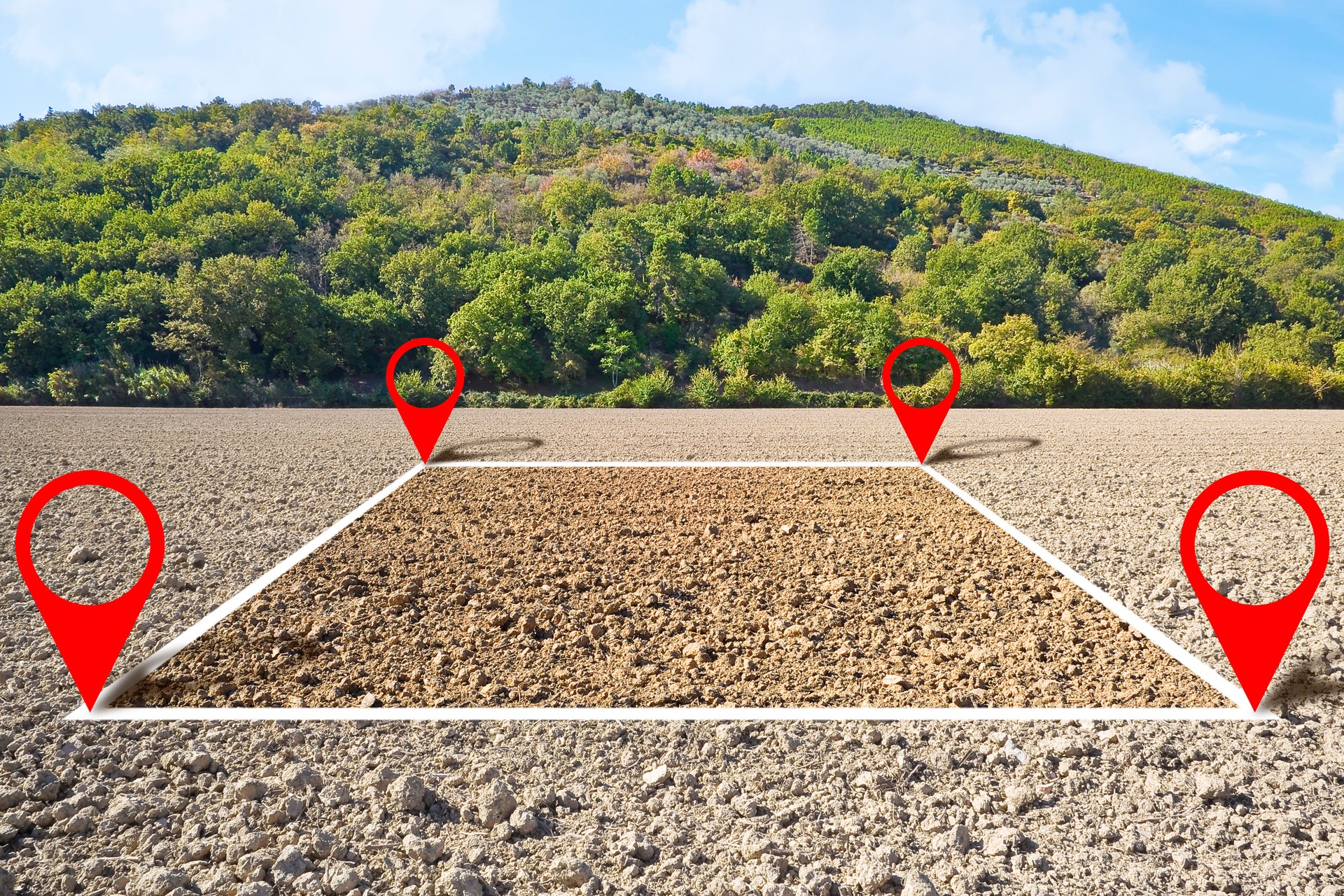 Land plot management - real estate concept with a vacant land available for building construction and housing subdivision in a residential area for sale, rent, buy or investment